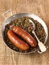 Saucisse lentilles rillettes de porc 