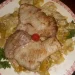 Fondu de poireau au gorgonzola et côte de porc marinée
